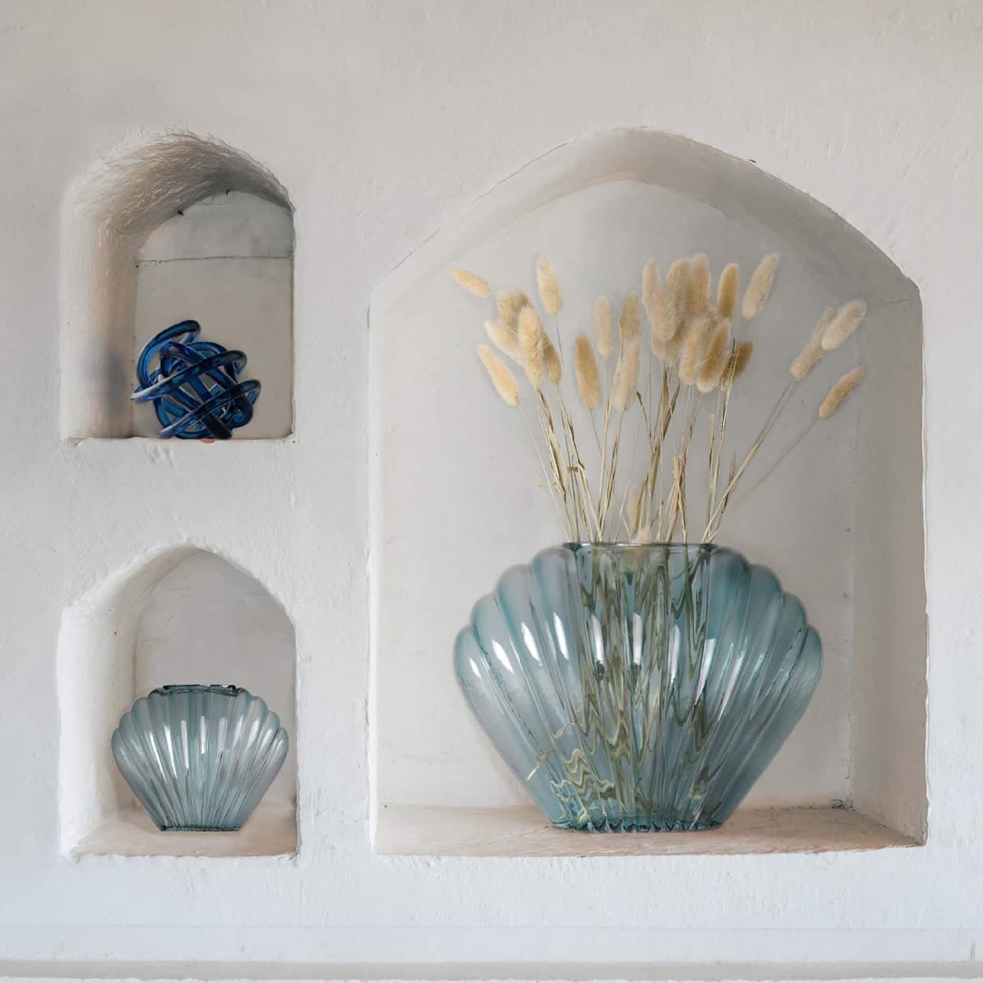 American Art Decor Sea Scallops Azure Glass Vase Set